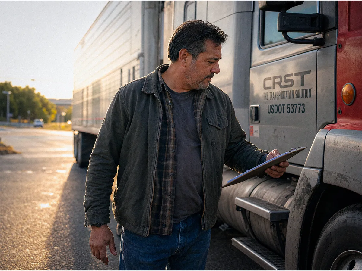 Owner-operator with his semi truck on a New Jersey highway